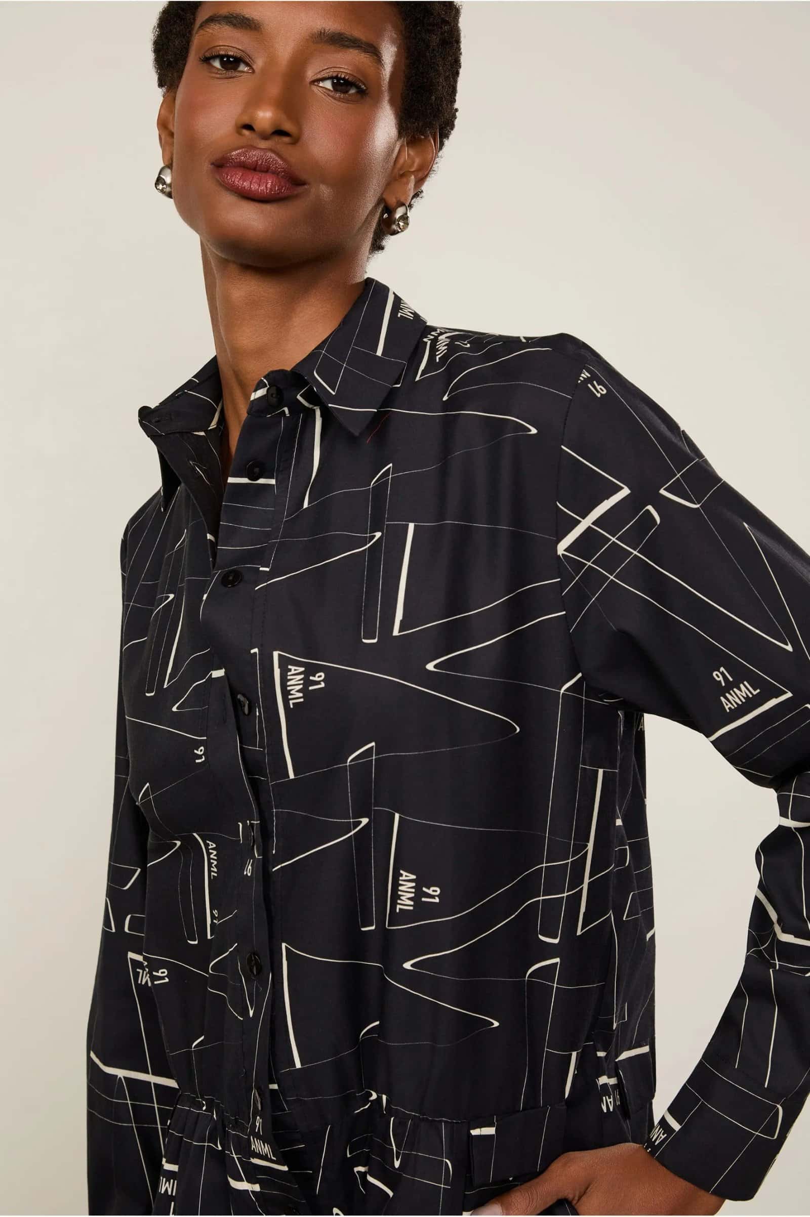 Animale Macacão Curto De Algodão Preto Estampado Est Geo Laser