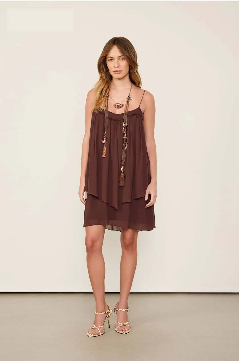 Animale Vestido Curto Camadas