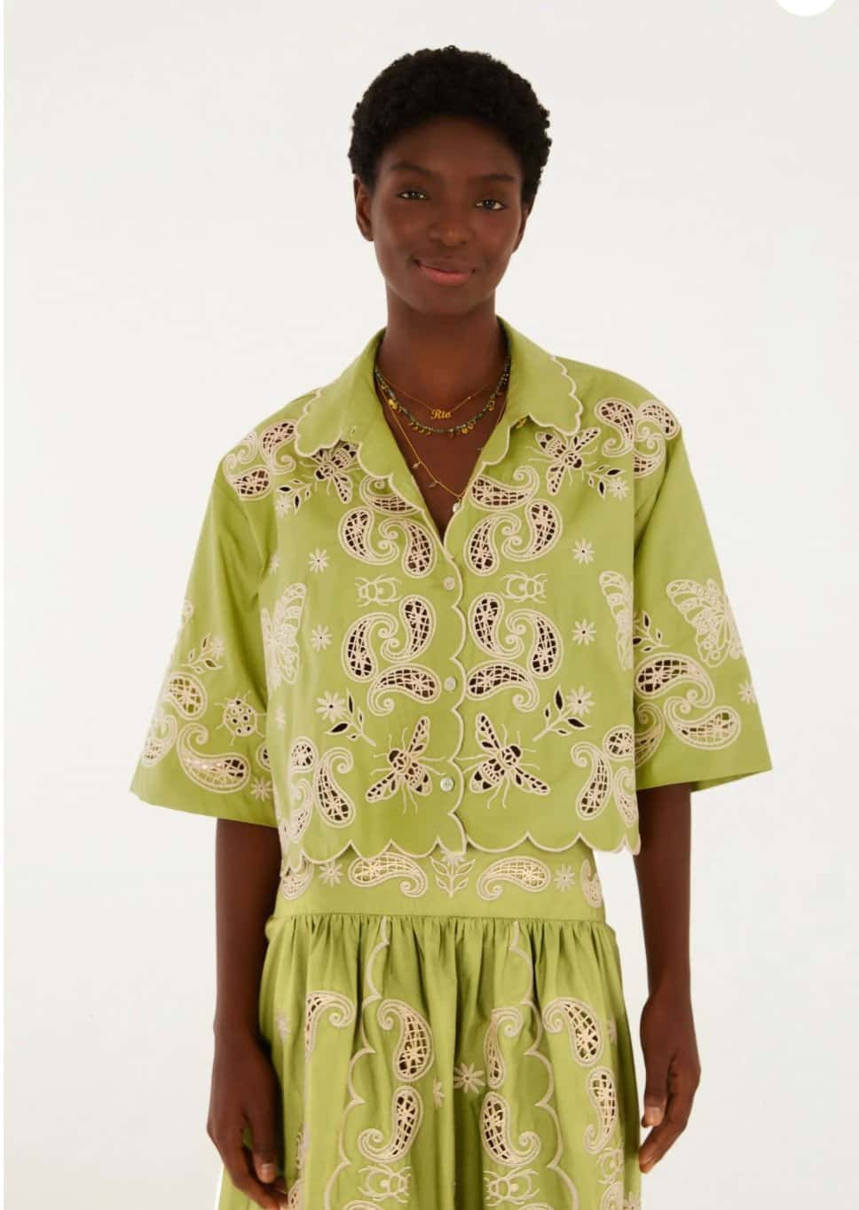 Farm Camisa Bordada Bandanas Jardim