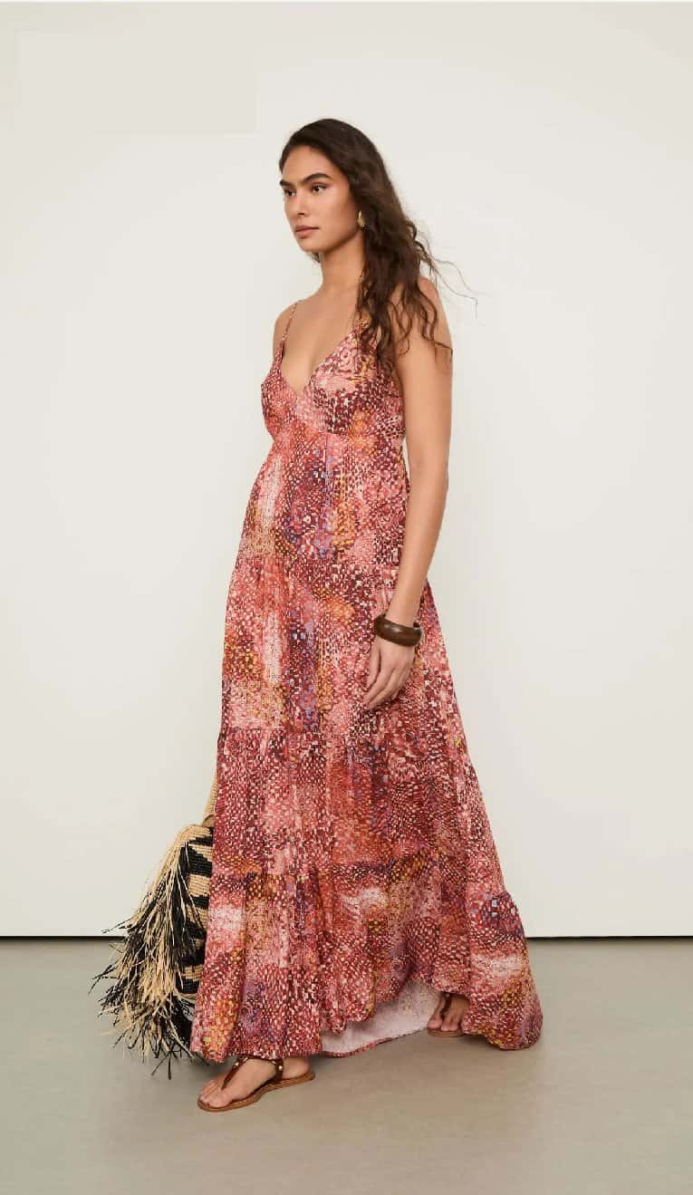 Animale Vestido Longo Camuflado Mata Color