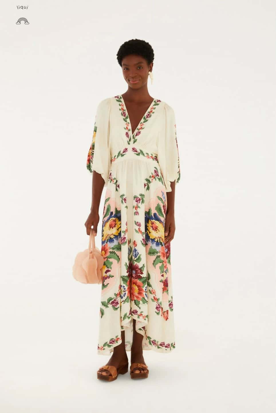 Farm Vestido Longo Manga Tapete De Flor