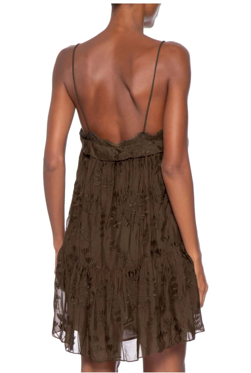 Animale Vestido Curto Renda Bordada Marrom Casta