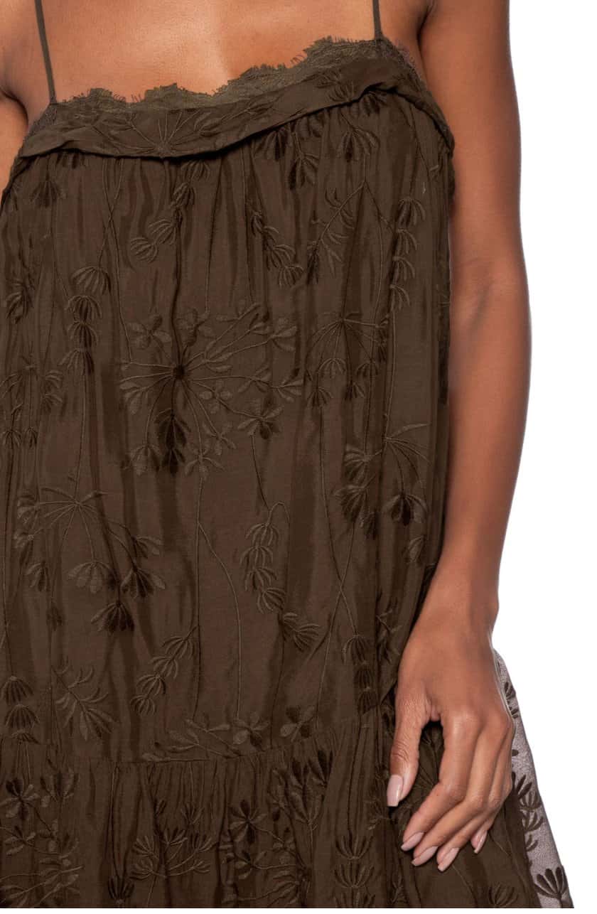 Animale Vestido Curto Renda Bordada Marrom Casta