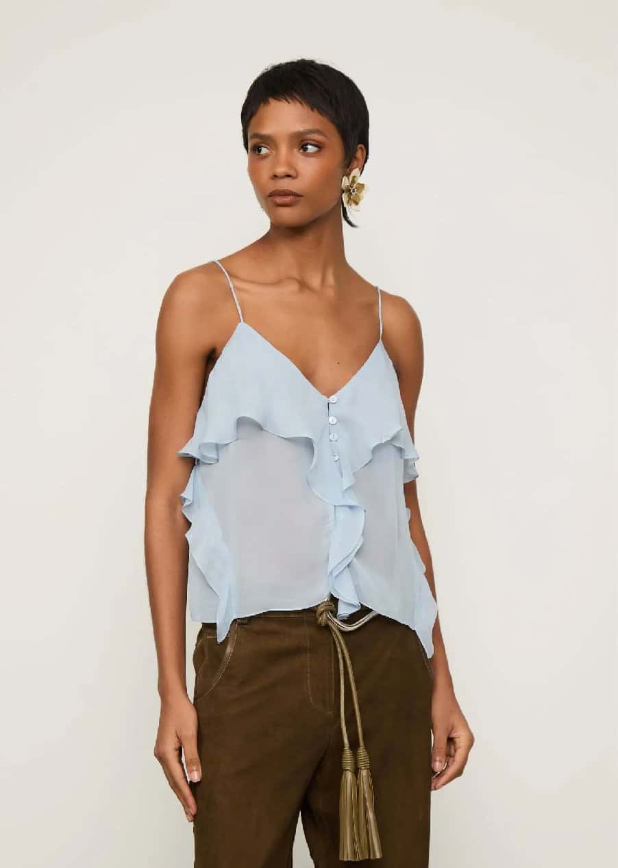 Animale Top Alcinhas Babado Azul