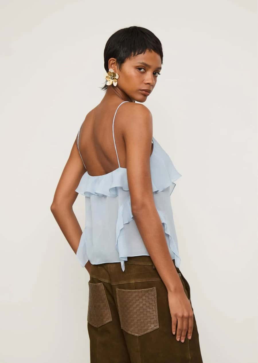 Animale Top Alcinhas Babado Azul