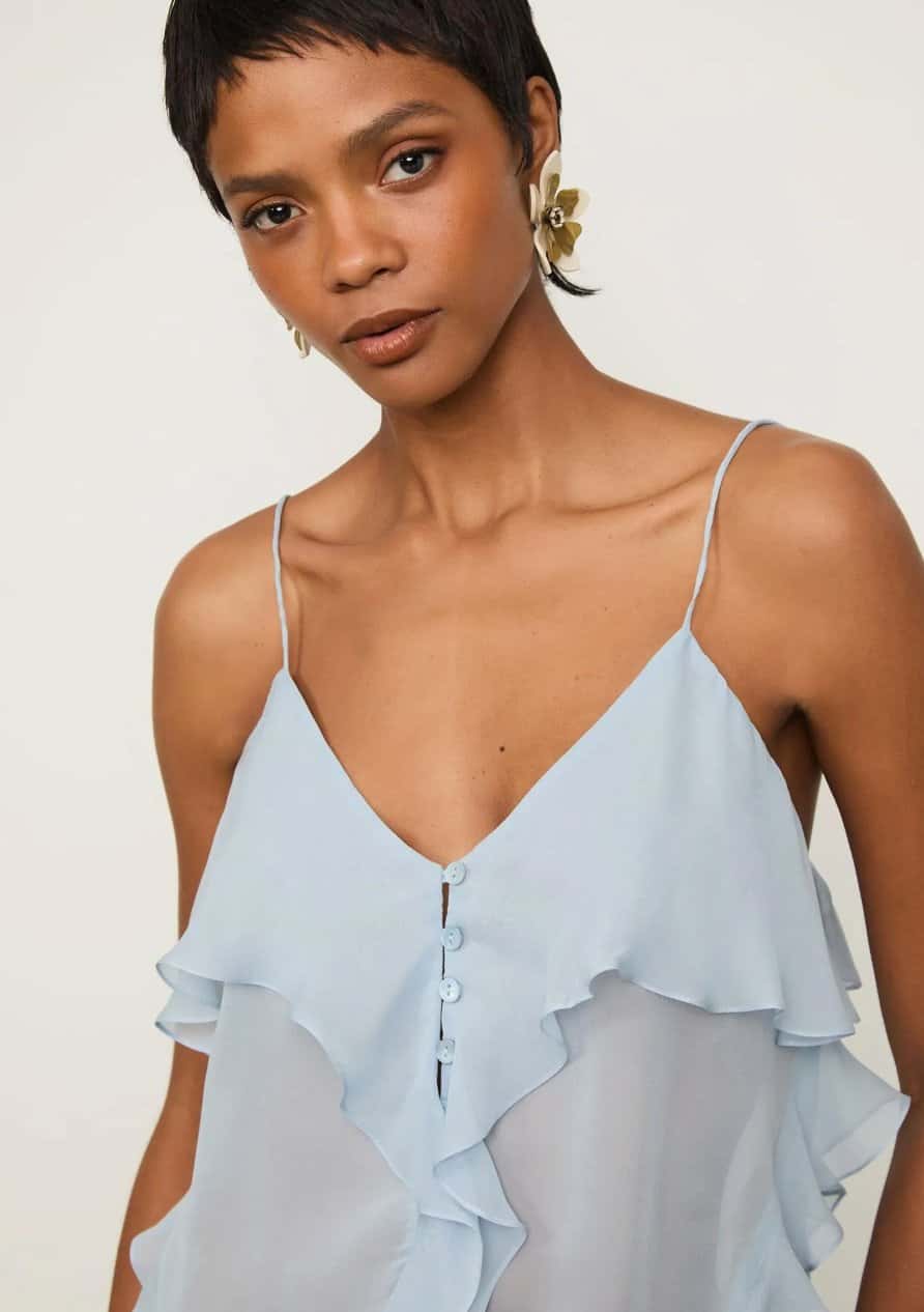 Animale Top Alcinhas Babado Azul
