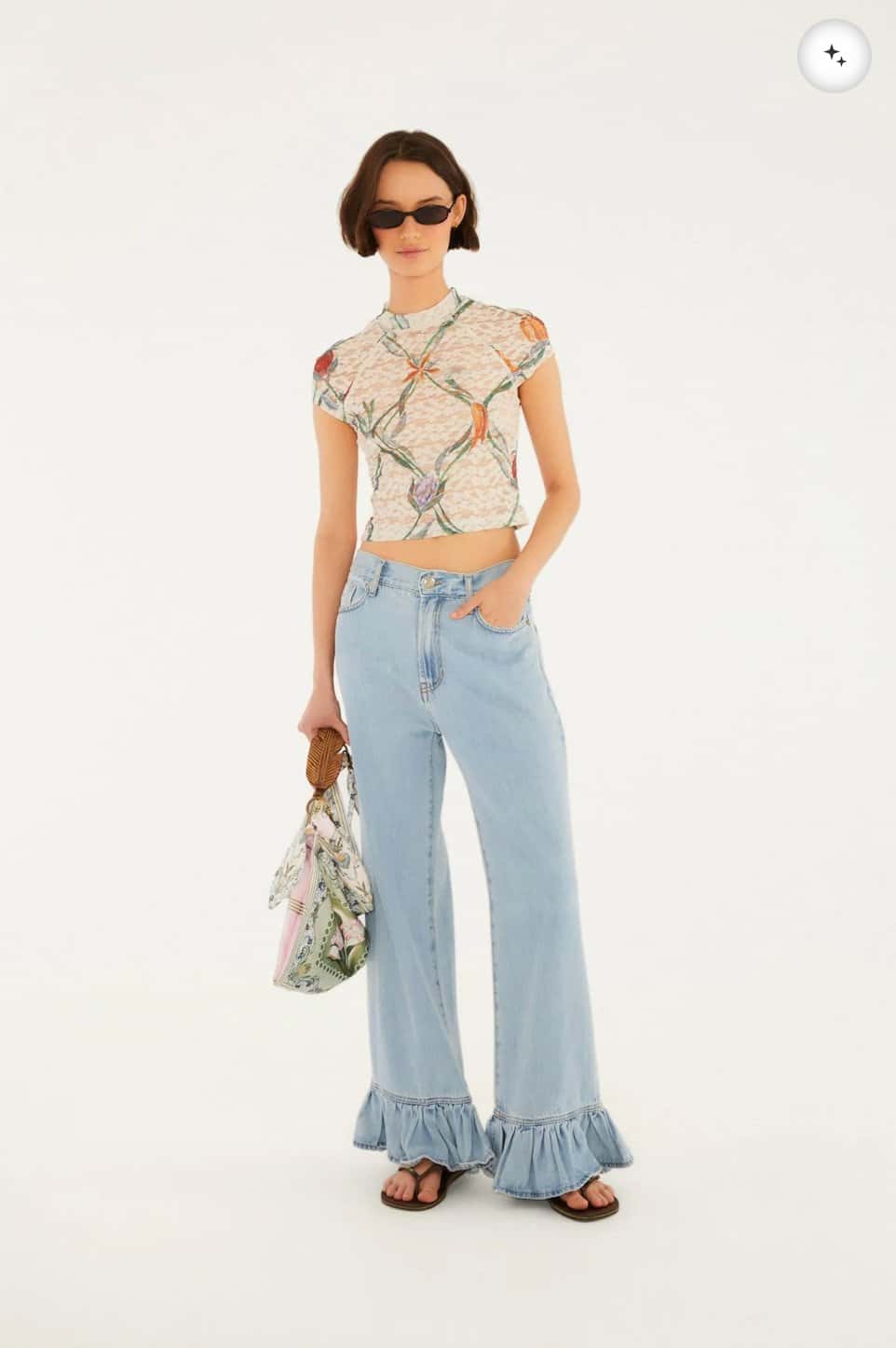 Farm Calça Jeans Babado