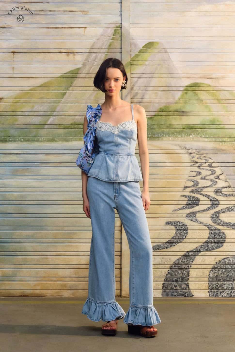 Farm Calça Jeans Babado