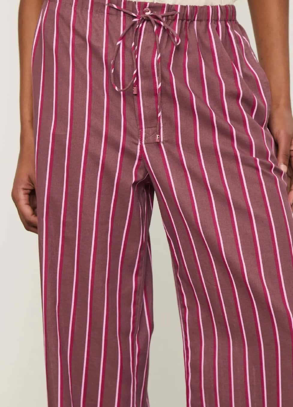 Animale Calça De Voil Listrada Marrom Taupe