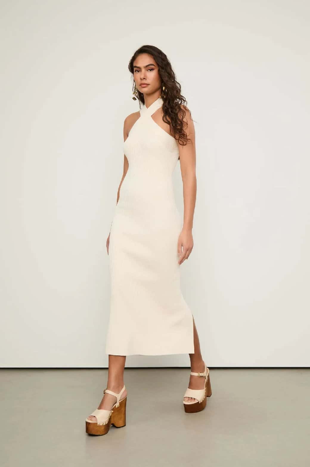 Animale Vestido Decote Cruzado Tricot