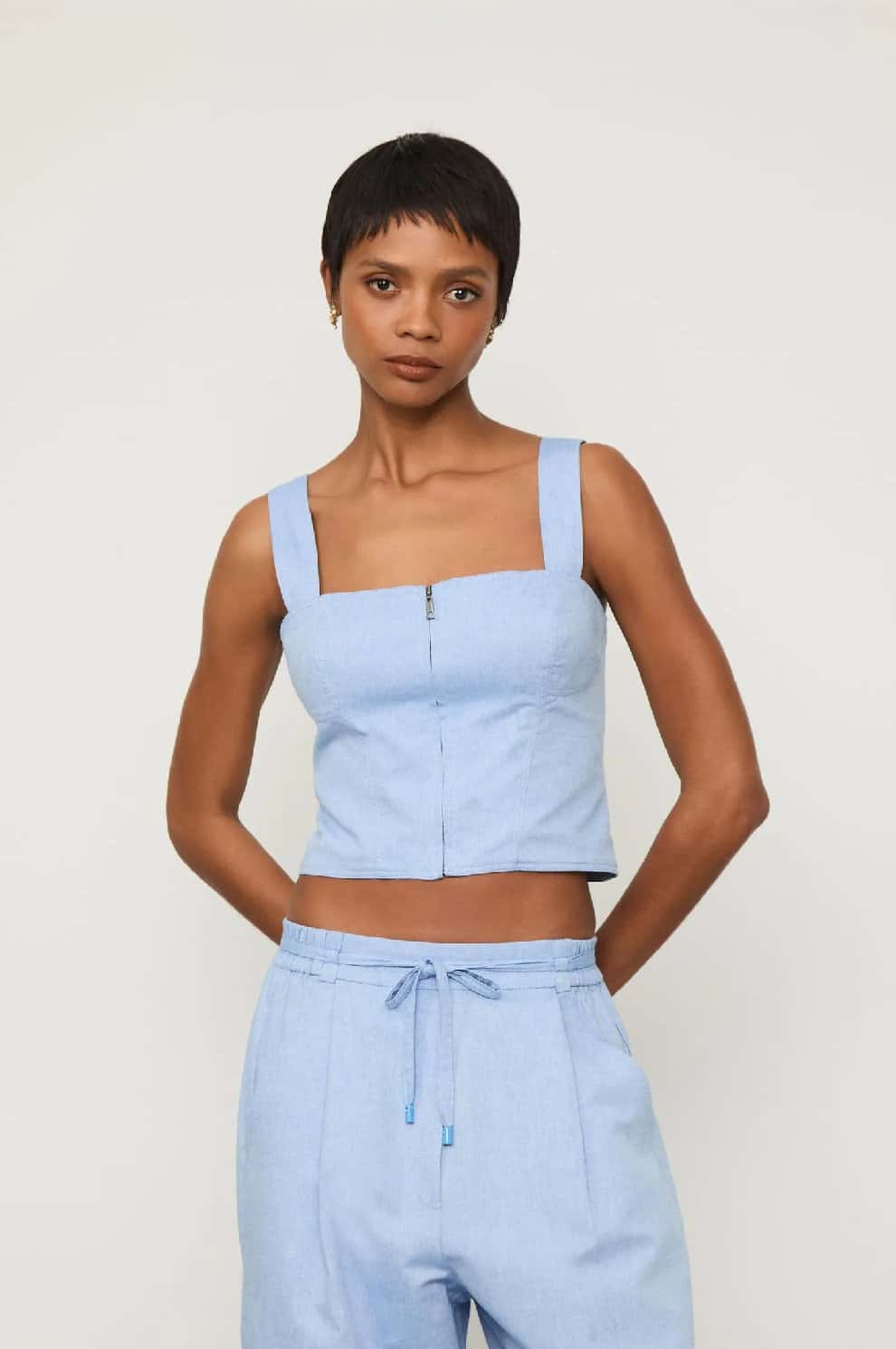 Animale Top Ziper Pate Cobertade Algodao Azul