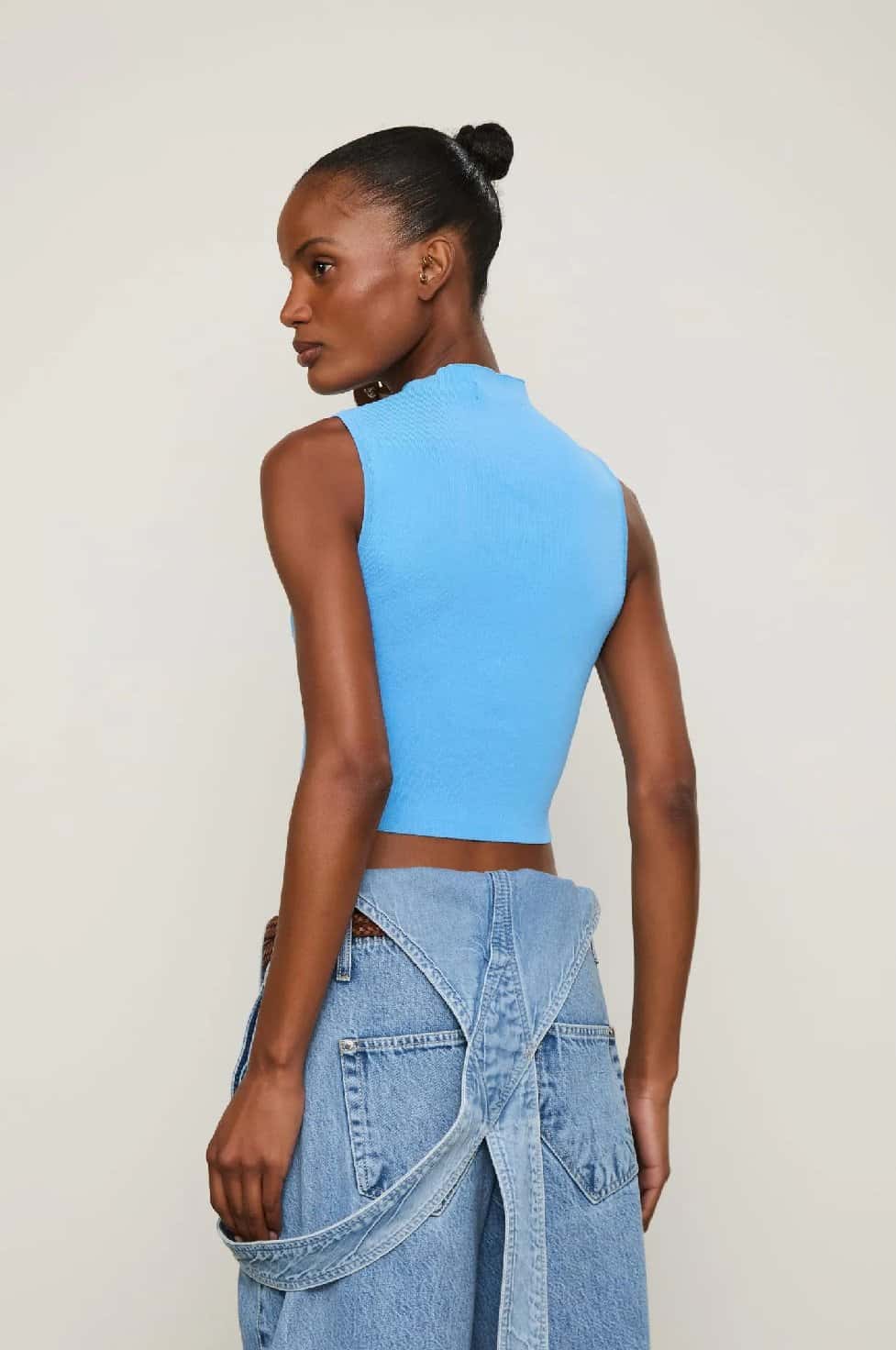 Animale Blusa Cropped Gola Alta Tricot Color