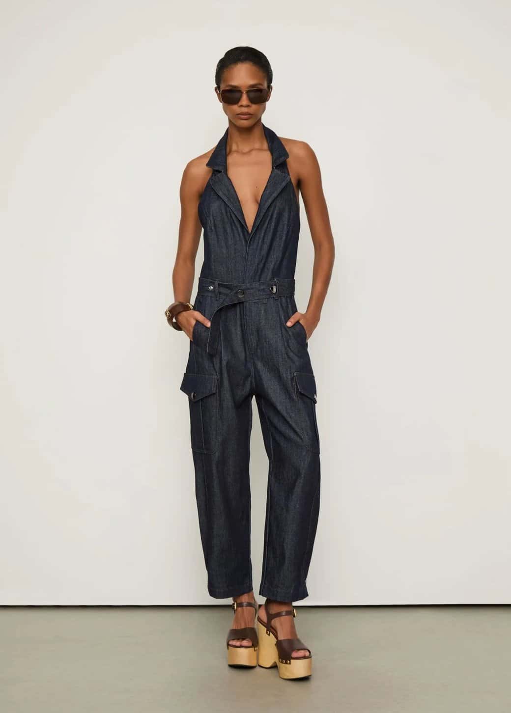 Animale Macacão Jeans Raw Cinto