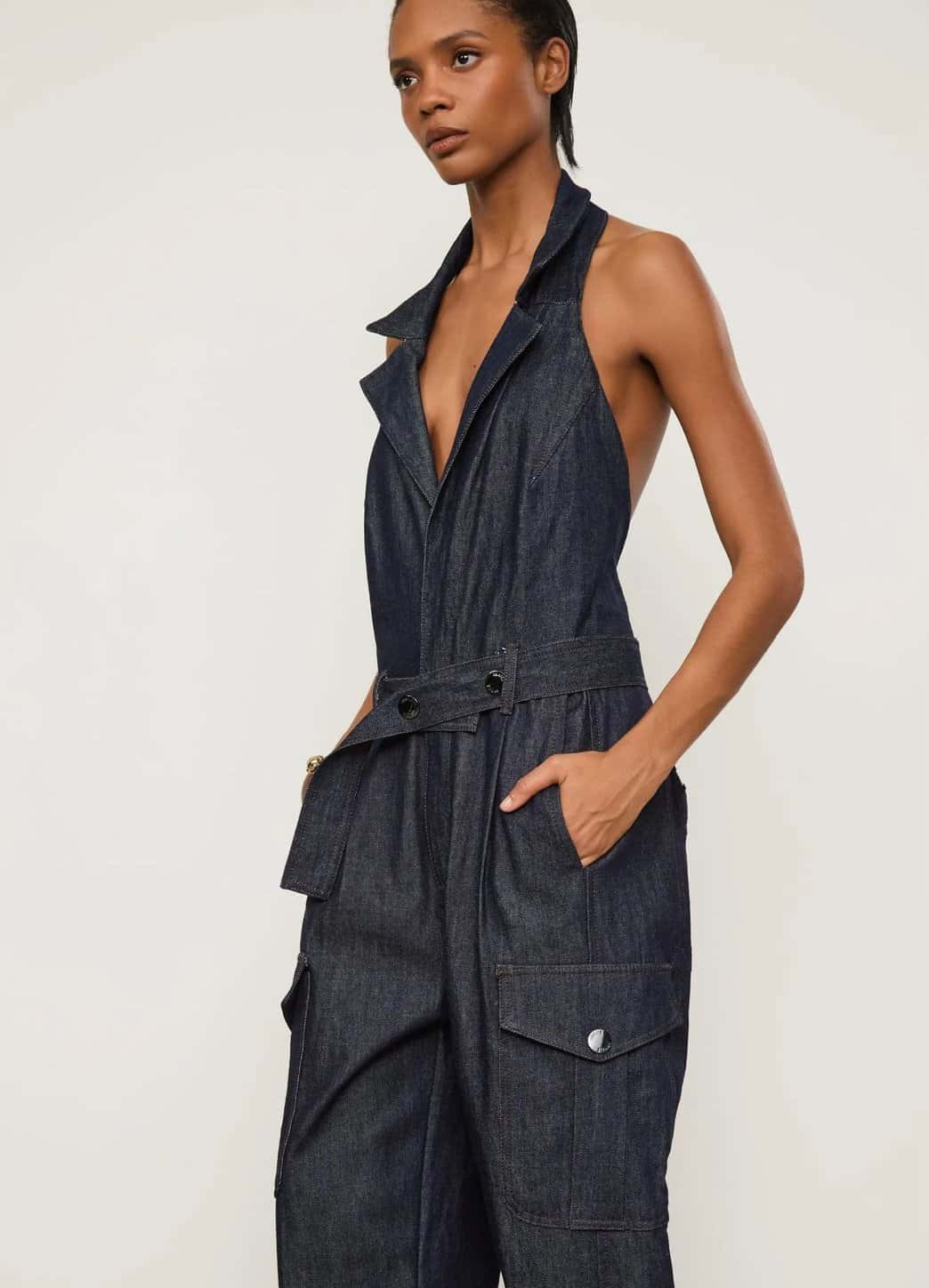 Animale Macacão Jeans Raw Cinto