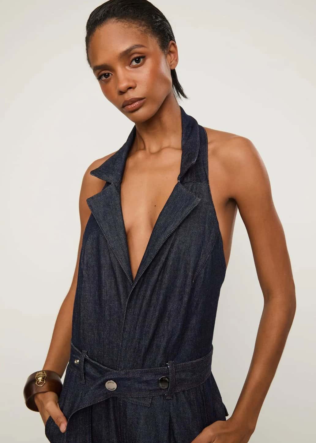 Animale Macacão Jeans Raw Cinto